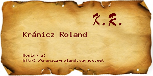 Kránicz Roland névjegykártya